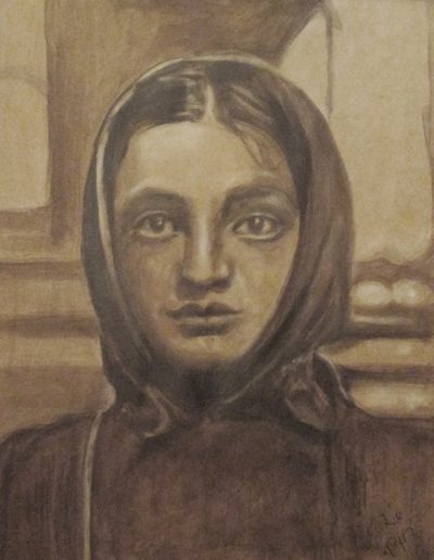 "Russian Jewish Girl", acrylic on paper, 17x22", 2017