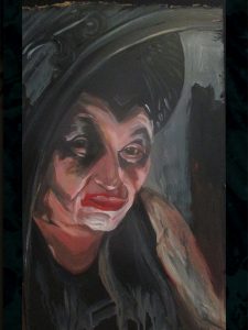 "Self As Maleficent", acrylic on masonite, 22x30", 2018