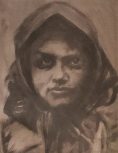 "Gypsy Woman", acrylic on paper, 17x22", 2017