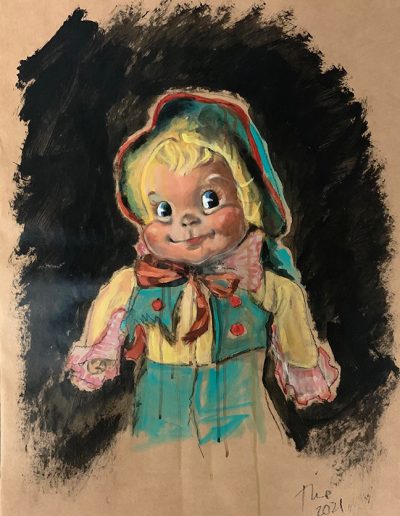 "Little Boy Blue", acrylic on Kraft paper, 2021
