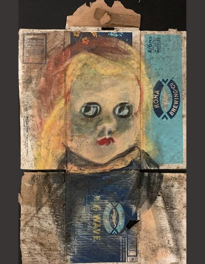 "Sad Doll", acrylic on cardboard, 2022